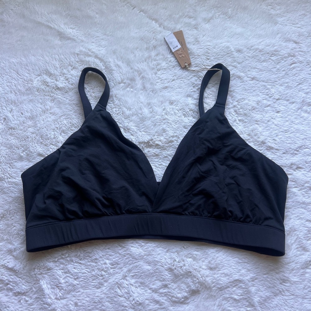 Skims Fits Everybody Triangle Bralette Onyx Black 4X NWT RN158973 Comfy Seamless